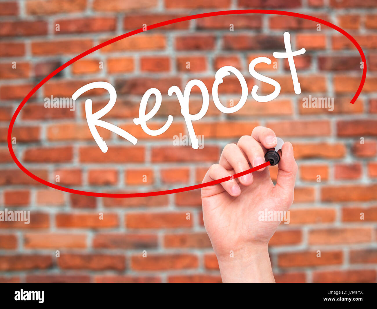Man Hand writing Repost with black marker on visual screen. Isolated on ...