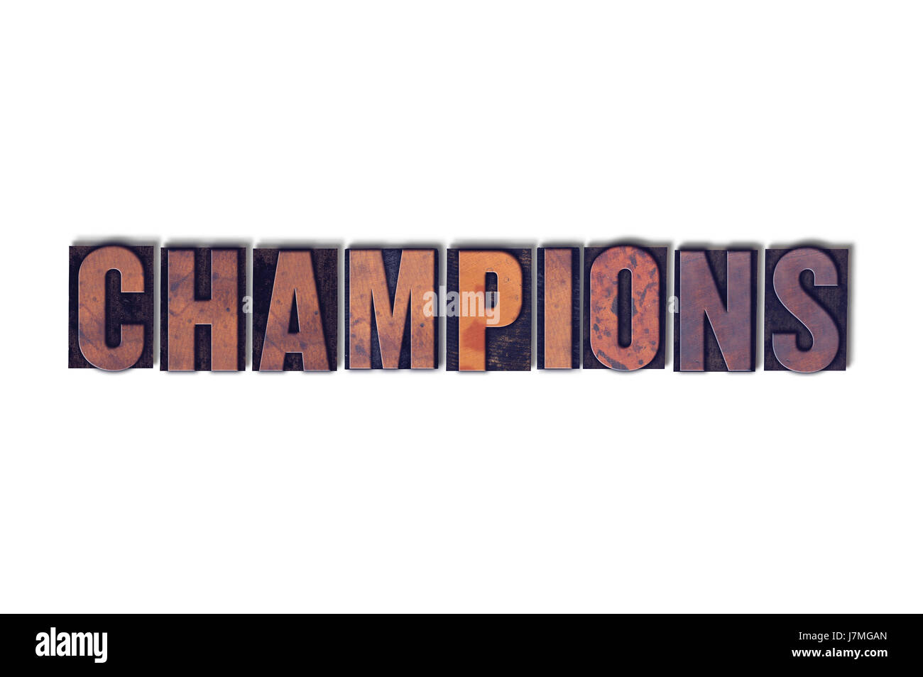 The word Champions concept and theme written in vintage wooden ...