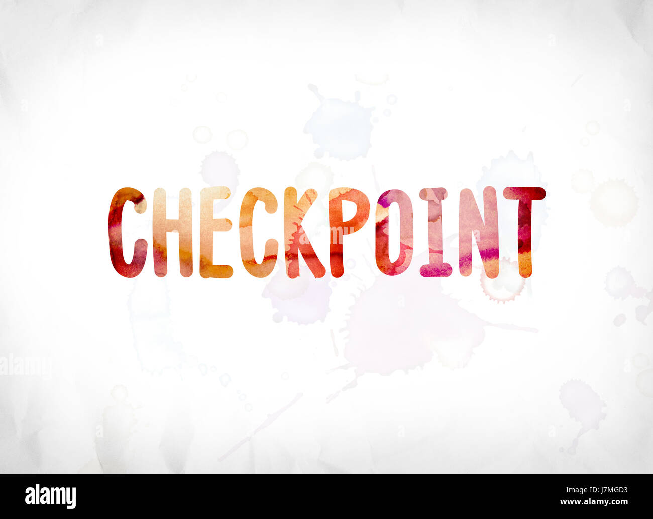The word Checkpoint concept and theme painted in colorful watercolors ...