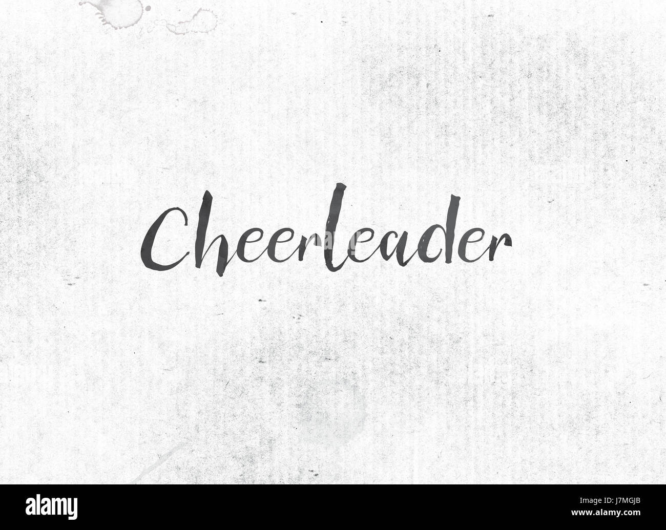 The word Cheerleader concept and theme painted in black ink on a