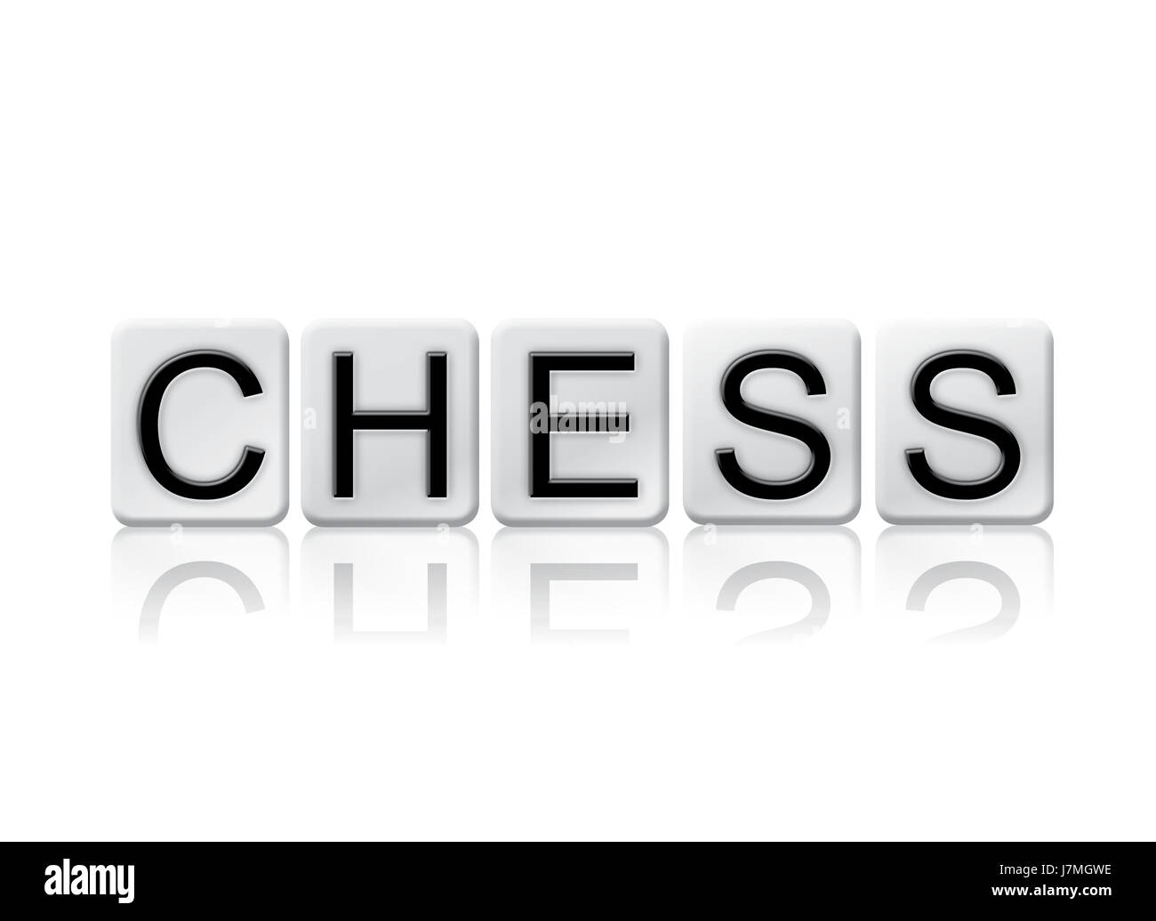 The word Chess concept and theme written in white tiles and isolated on