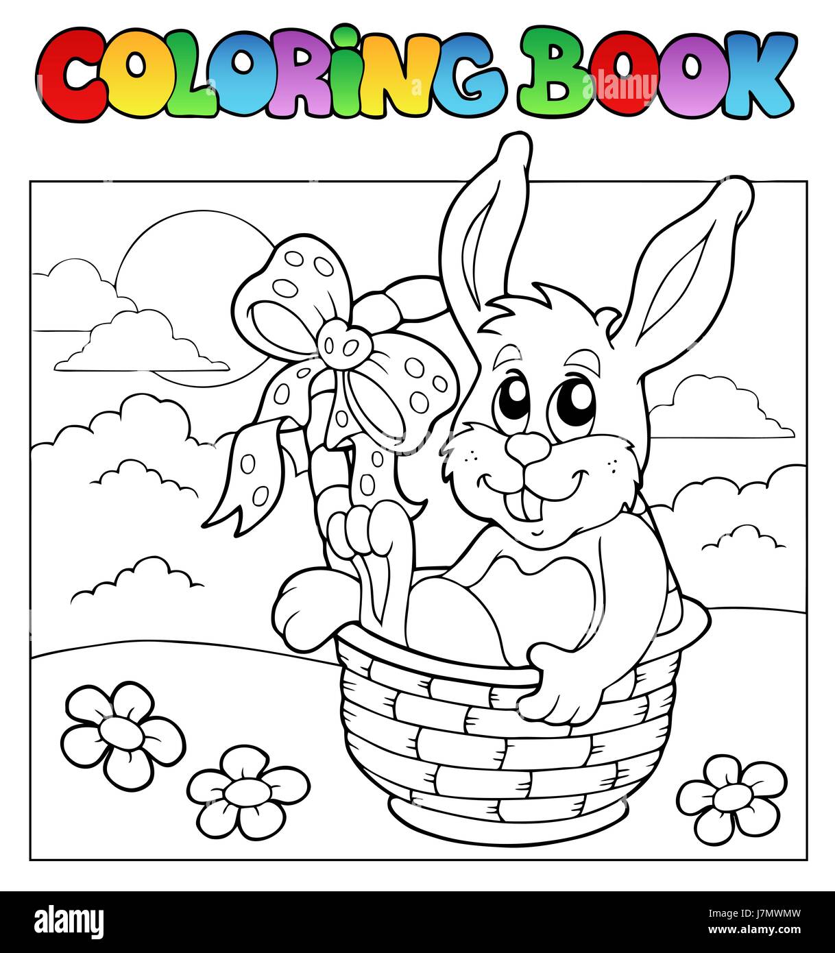 colour easter rabbit paint bunny bunnies painted colouring book art holiday Stock Photo