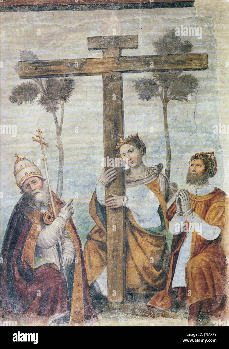 Adorazione della Croce con i santi Costantino, Elena e Silvestro Stock Photo