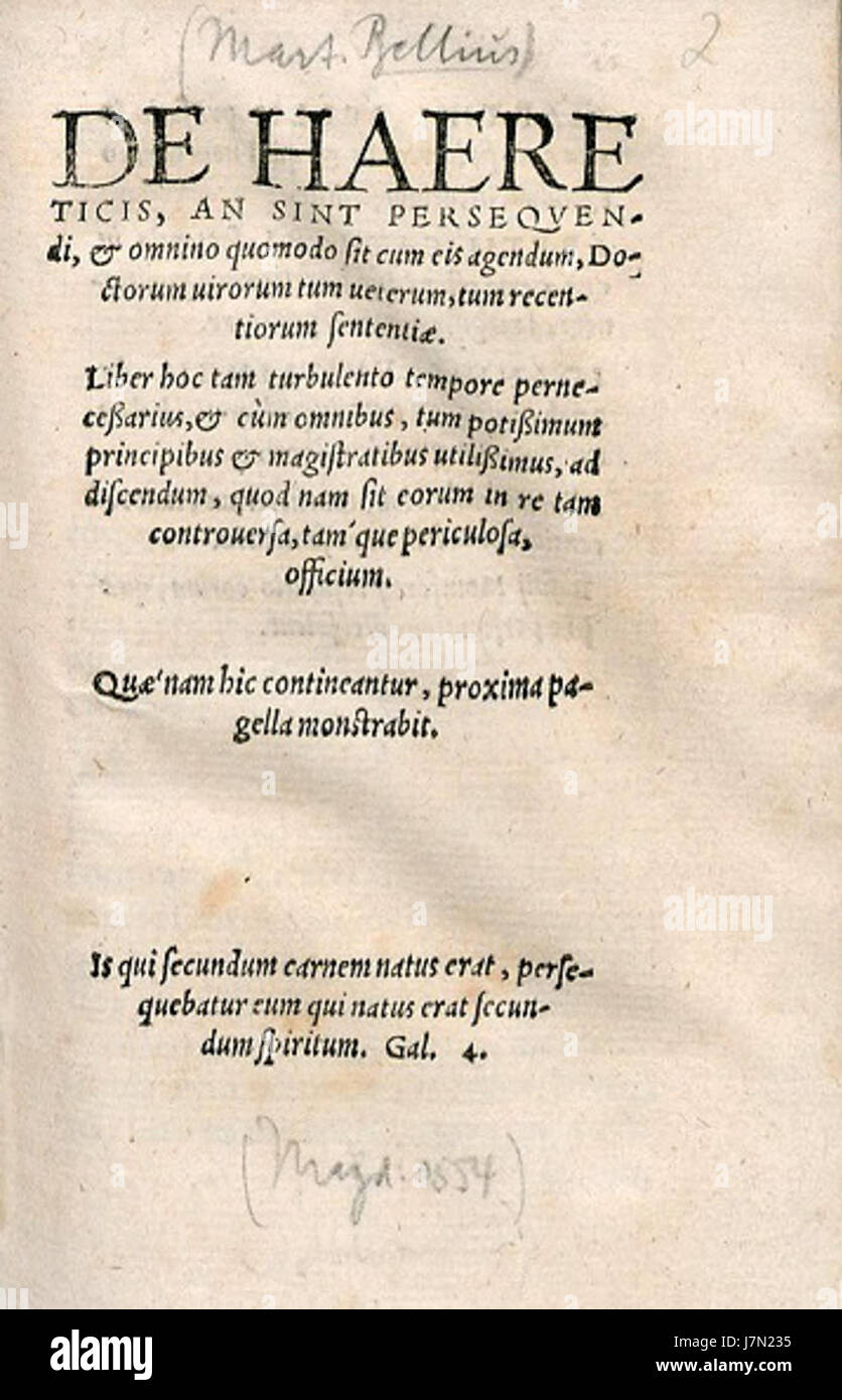 'Castellio De haereticis' is likely a reference to a work on heresy ...