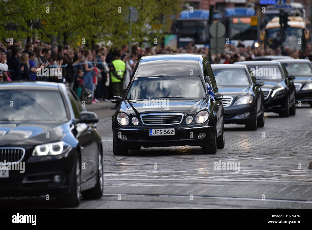 Helsinki, Finland. 25th May, 2017. The state funeral and cortege of the former President of the Republic of Finland Mauno Koivisto. Credit: Mikko Palonkorpi/Alamy Live News. Stock Photo