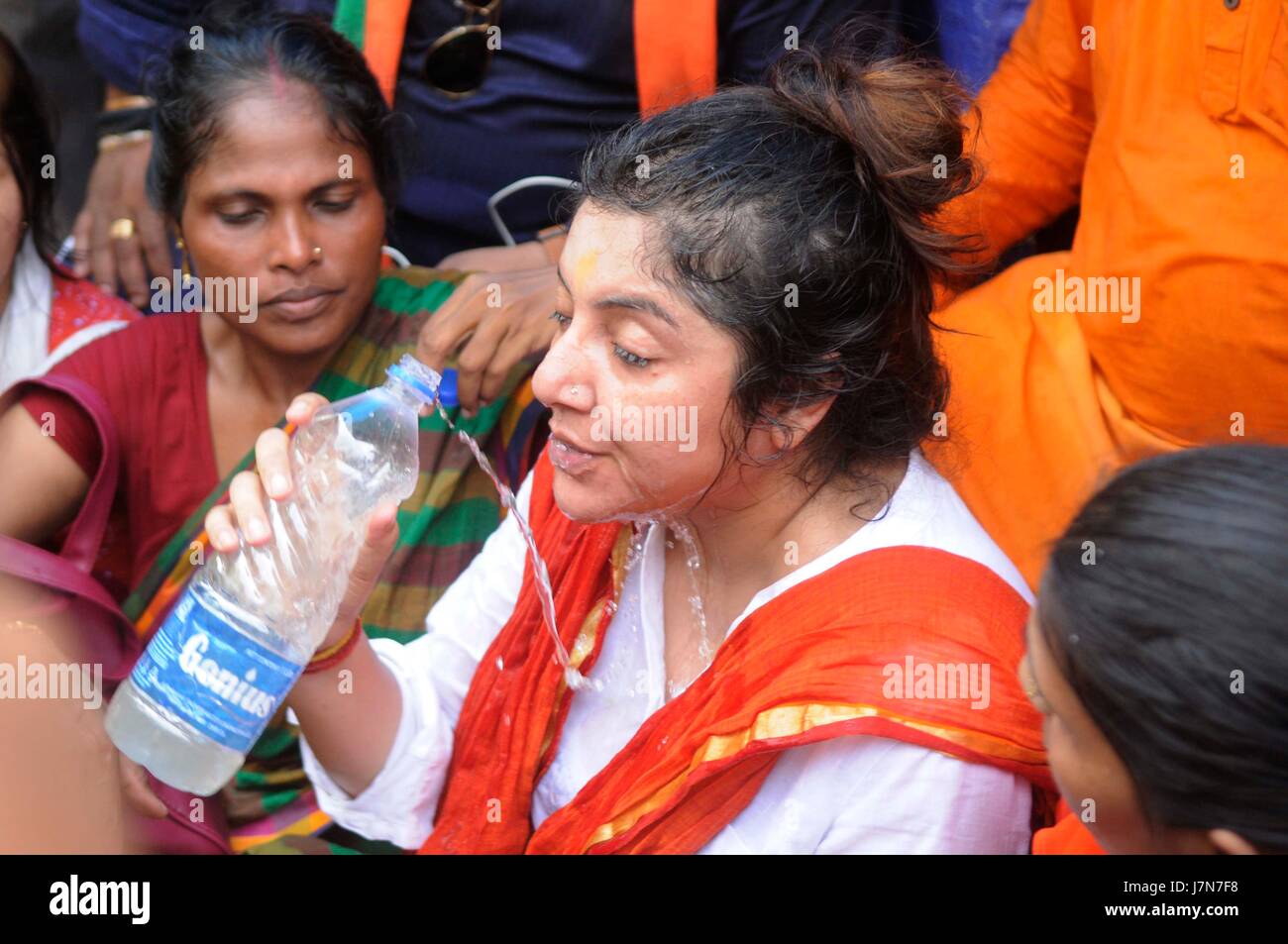 KOLKATA, INDIA - MAY 25: BJP leader Locket Chatterjee during a protest ...