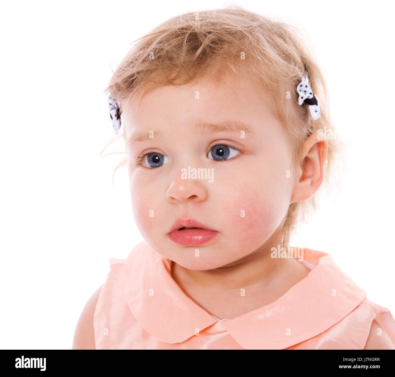 Portrait of cute little girl isolated on white Stock Photo - Alamy