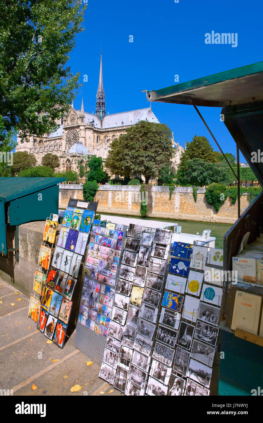 Book stall along Seine river in Paris Stock Photo