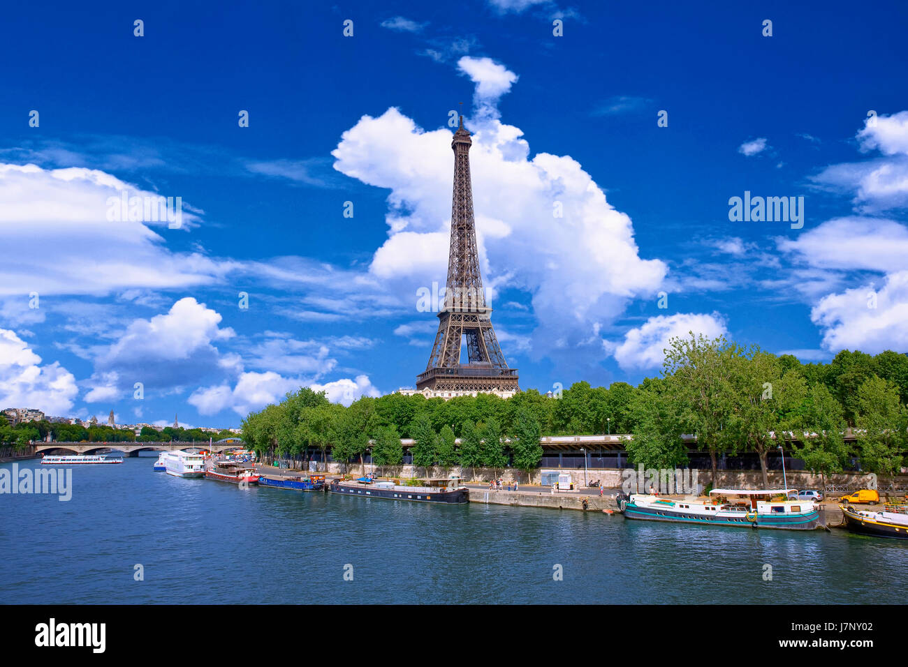 Eiffel tower and Seine river Stock Photo