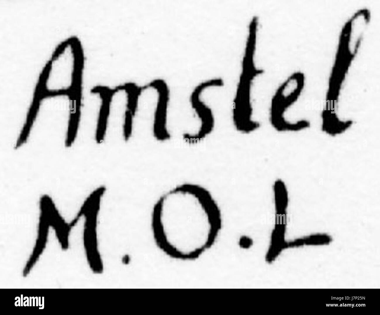 The Amstel porcelain mark refers to a type of Dutch porcelain known for its distinctive maker's mark, used in the production of fine ceramics in the Amstel region. These items hold historical significance in European ceramics. Stock Photo