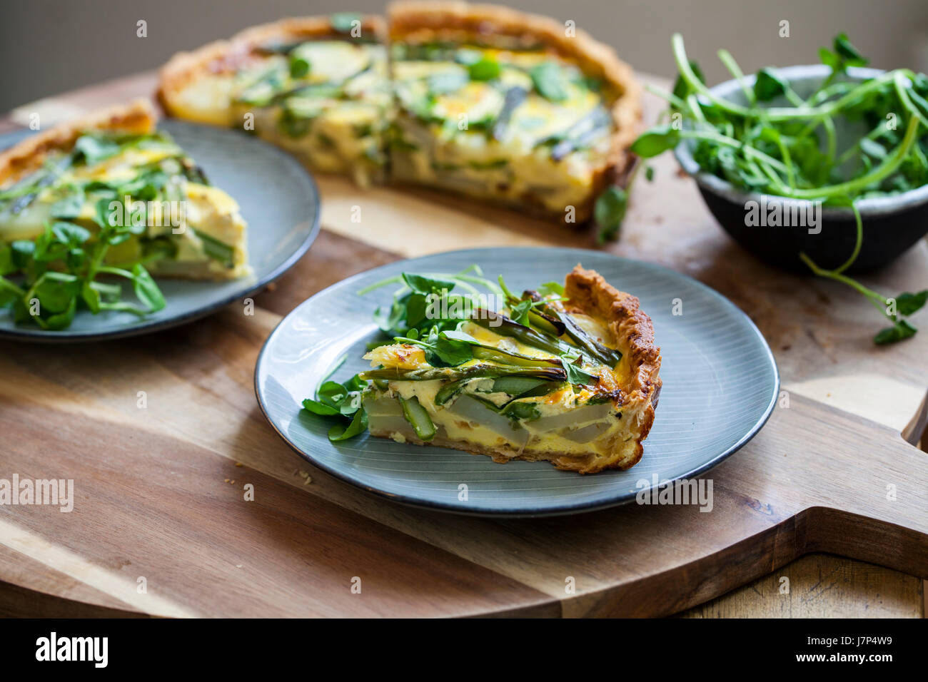 Asparagus and Jersey Royal potatoes tart Stock Photo Alamy