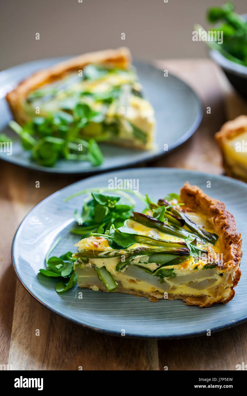 Asparagus and Jersey Royal potatoes tart Stock Photo Alamy