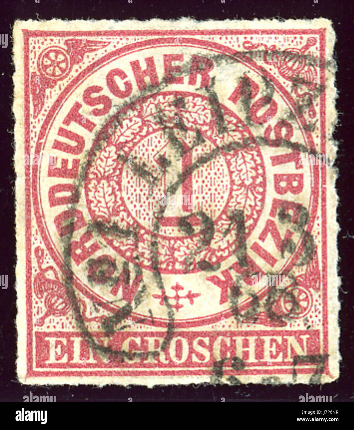 1868 NDPB 1Gr Leipzig Hufeisen Mi4 Stock Photo