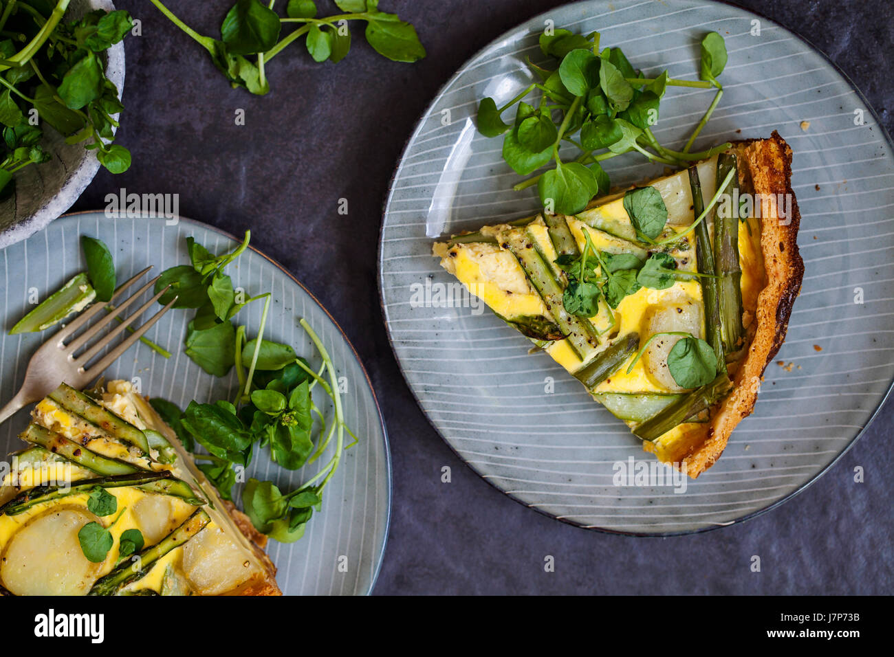 Asparagus And Jersey Royal Potatoes Tart Stock Photo - Alamy