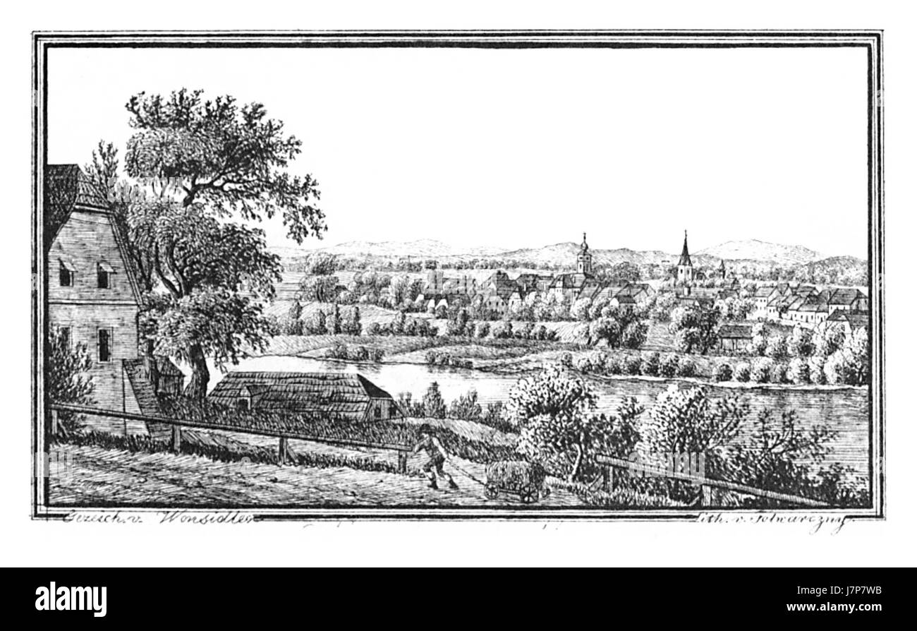 193 Markt Mureck   gez. Wonsidler, Lith. v. Folwarczni   J.F.Kaiser Lithografirte Ansichten der Steiermark 1830 Stock Photo