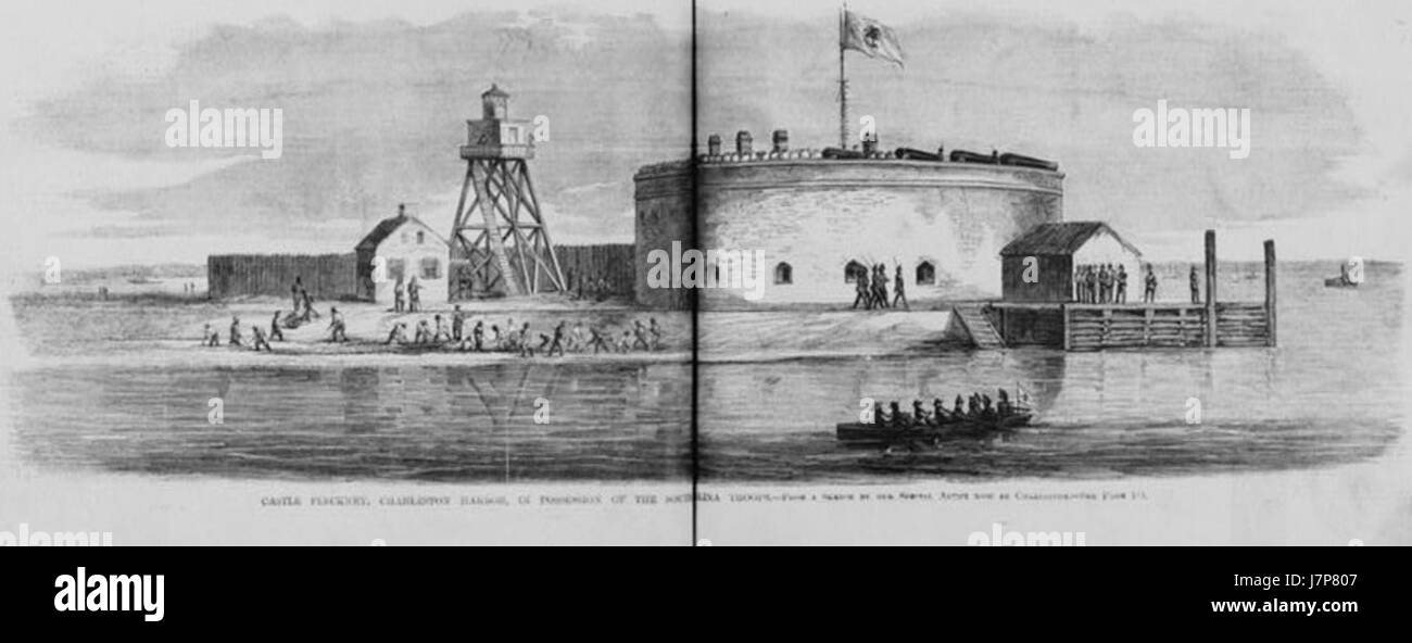 Castle Pinckney showing early light beacon Stock Photo Alamy