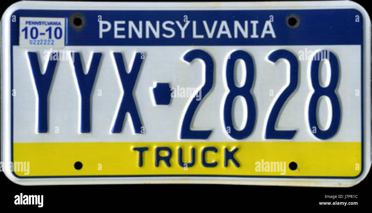 2010 Pennsylvania Truck License Plate Stock Photo