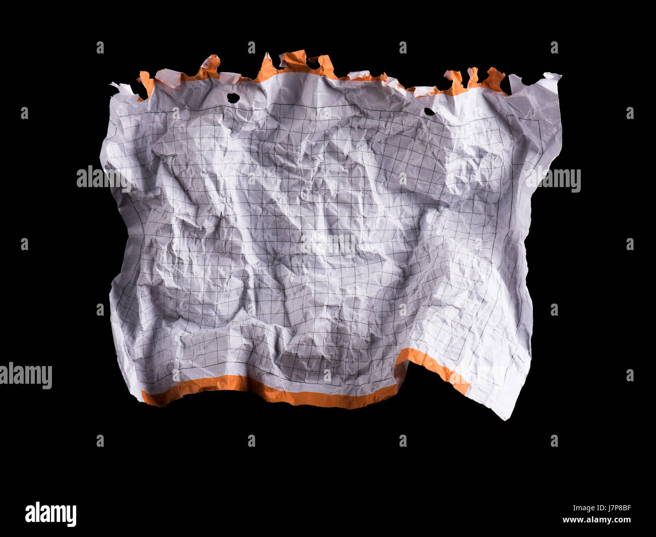 Crumpled white sheet of paper Stock Photo