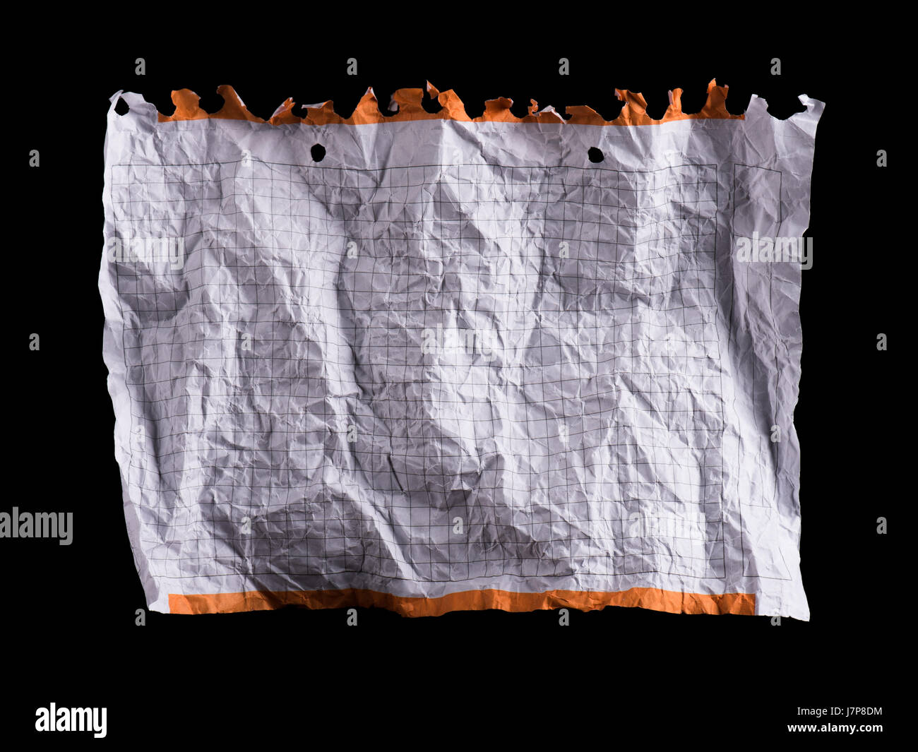 Crumpled white sheet of paper Stock Photo