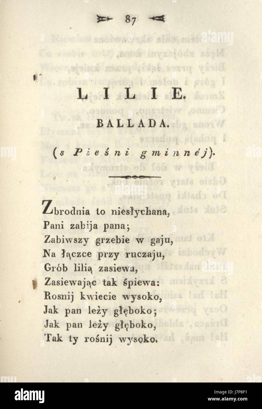 Adam Mickiewicz's 'Poezye' (1822) is a collection of his early poetry, contributing significantly to Polish literature and Romanticism. Stock Photo