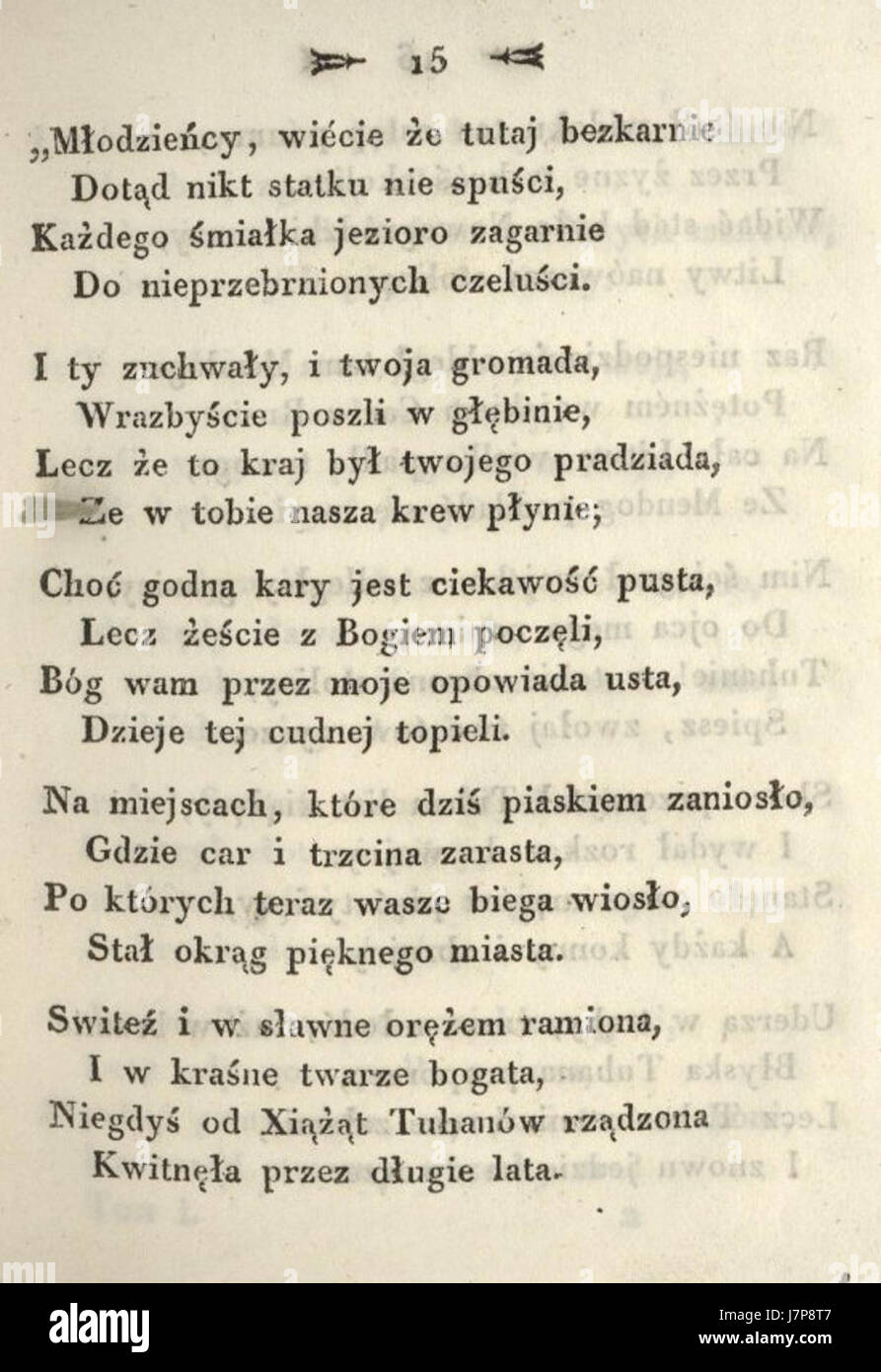 A publication of Adam Mickiewicz's poetry from 1822, showcasing his contributions to Polish literature and Romanticism. Stock Photo