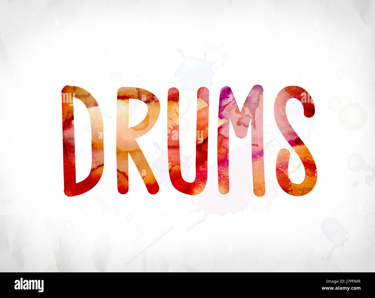 The word Drums concept and theme painted in colorful watercolors on a white  paper background Stock Photo - Alamy