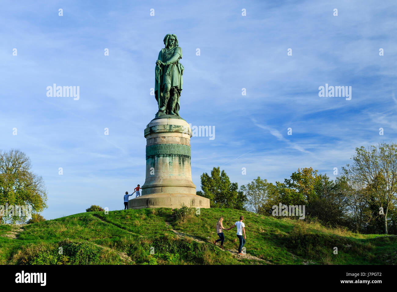 France, Cote d'Or, Alise-Sainte-Reine, Vercingetorix statue atop Mount Auxois by the sculptor Aime Millet Stock Photo