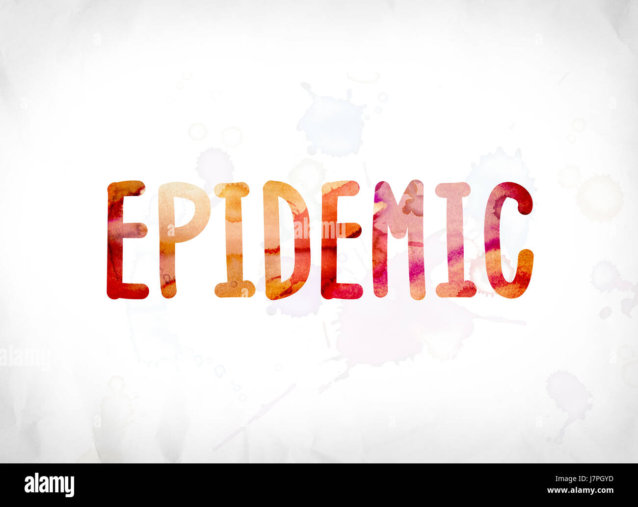 The word Epidemic concept and theme painted in colorful watercolors on ...