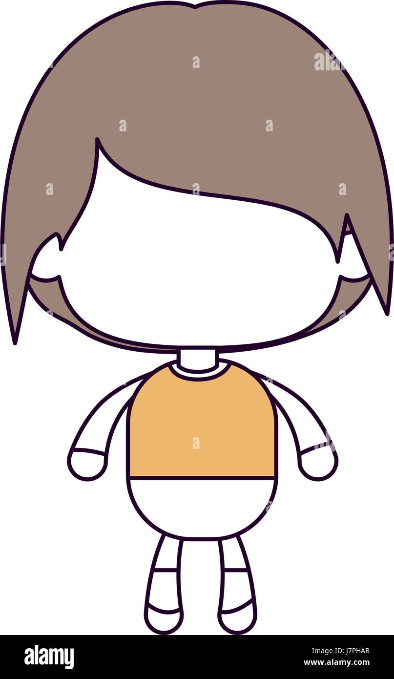 Silhouette Color Sections And Light Brown Hair Of Faceless Little