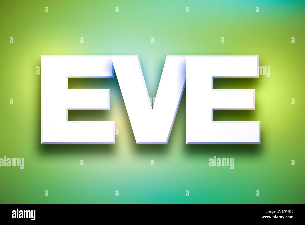 The word Eve concept written in white type on a colorful background ...