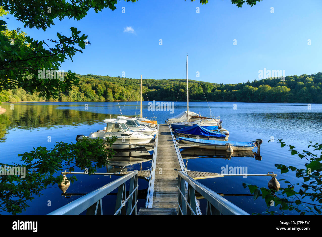 France, Creuse, Vassiviere lake, Royere de Vassiviere,  Broussas harbour Stock Photo