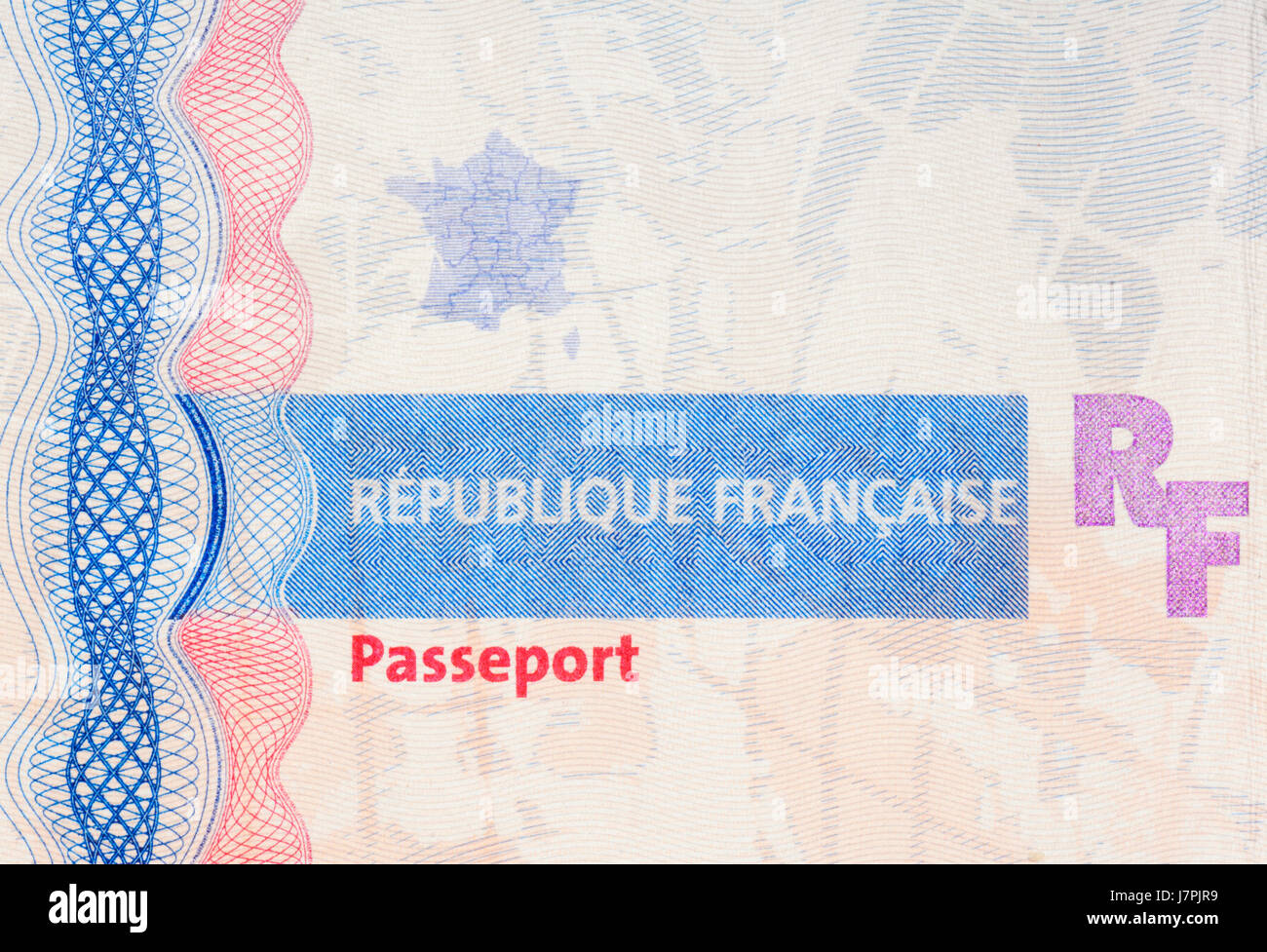Inside cover of a French Passport Stock Photo Alamy