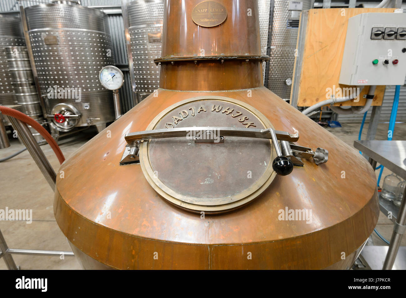 Vat for distilling Whisky at Joadja distillery, Joadja, Southern Highlands, New South Wales, NSW, Australia Stock Photo
