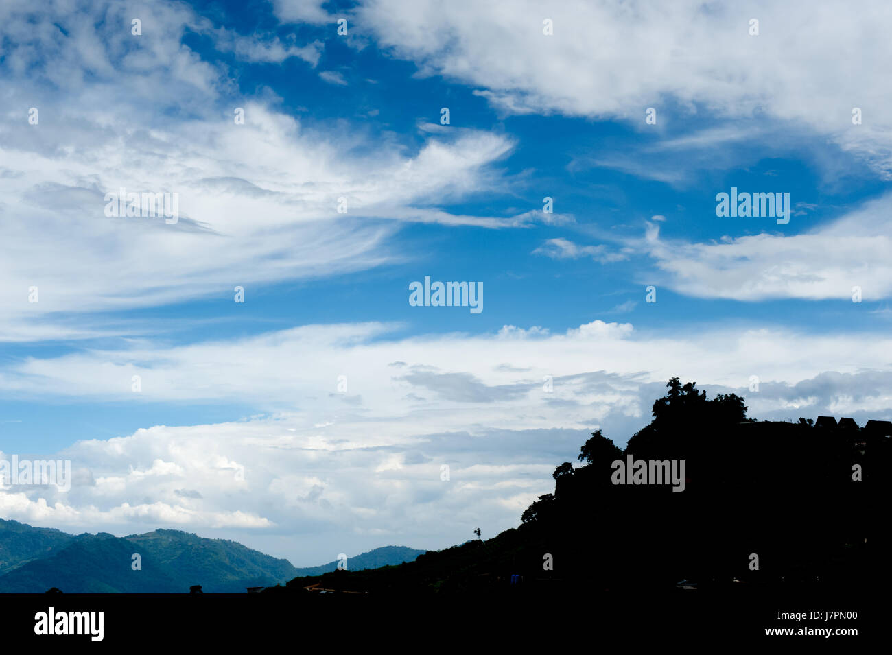 Beautiful blue sky and hill mountain at Mon Cham (Mon Jam), Chiangmai, Thailand Stock Photo