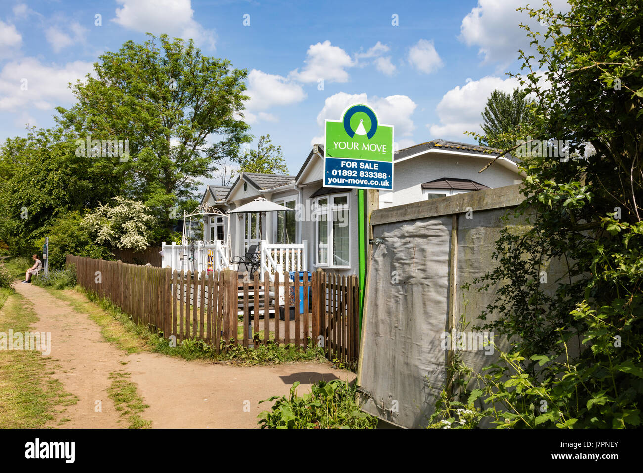 Cabin built static homes for sale on the tow path on the River Medway