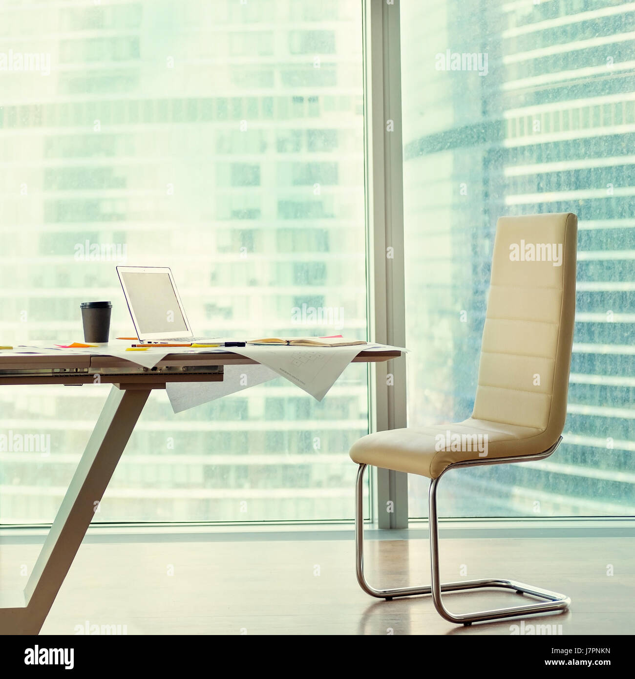 Office interior with modern table, chair Stock Photo