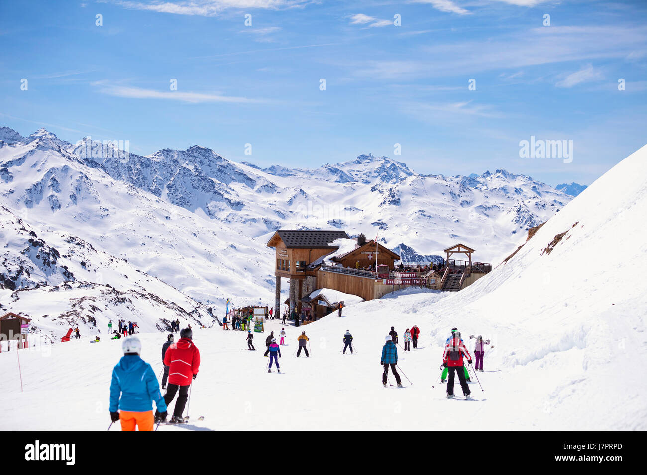 Sommet de Saulire, Meribel, Three Valleys, French Alps, France. Summit of Saulire. 2700m Stock