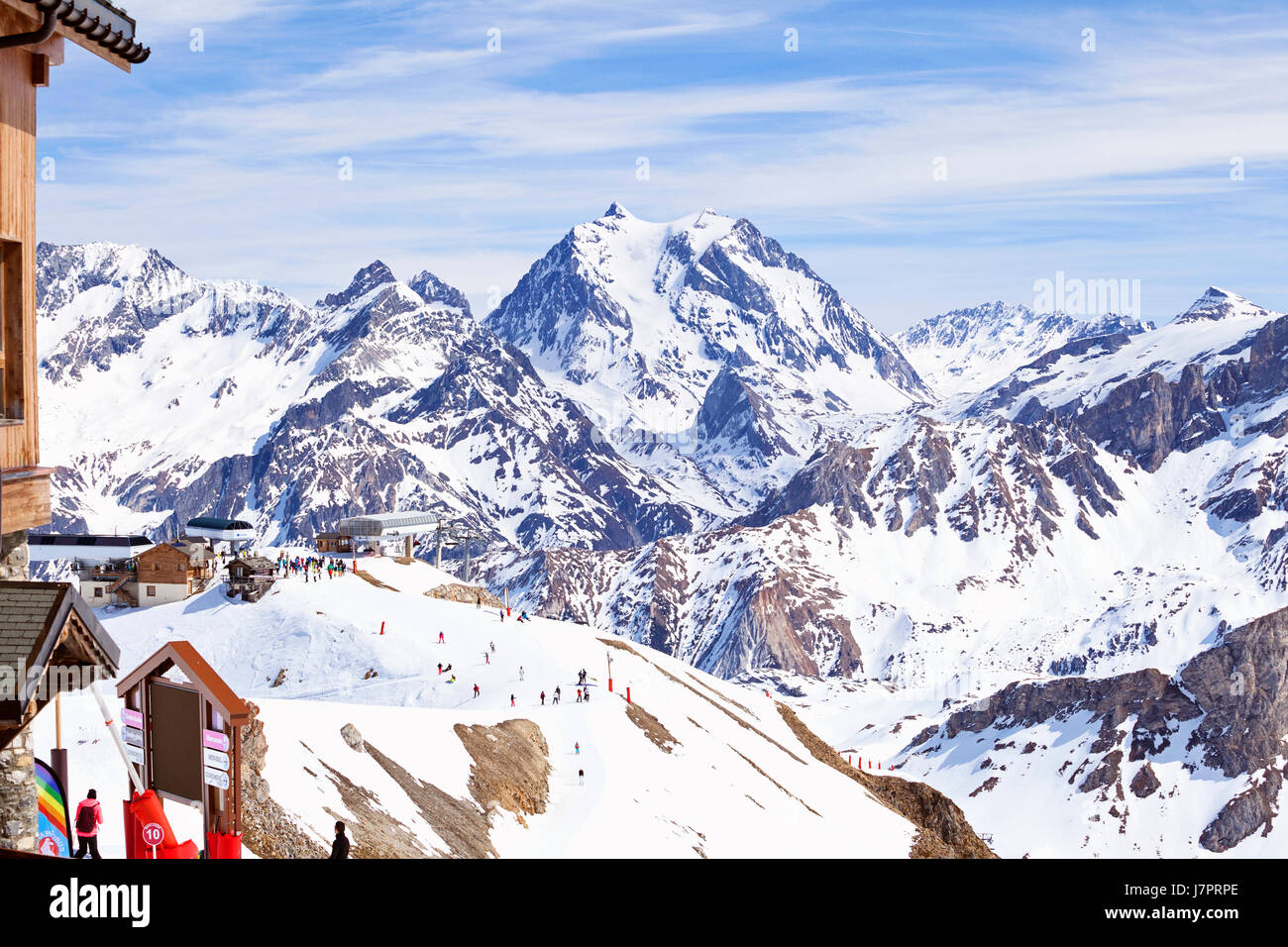 Sommet de Saulire, Meribel, Three Valleys, French Alps, France. Summit of Saulire. 2700m Stock