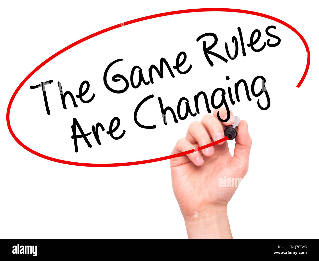 Man Hand writing The Game Rules Are Changing with black marker on ...