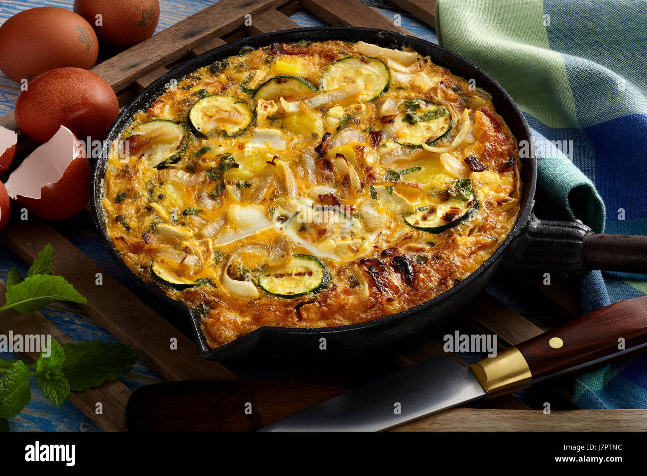 Courgette mint frittata Stock Photo