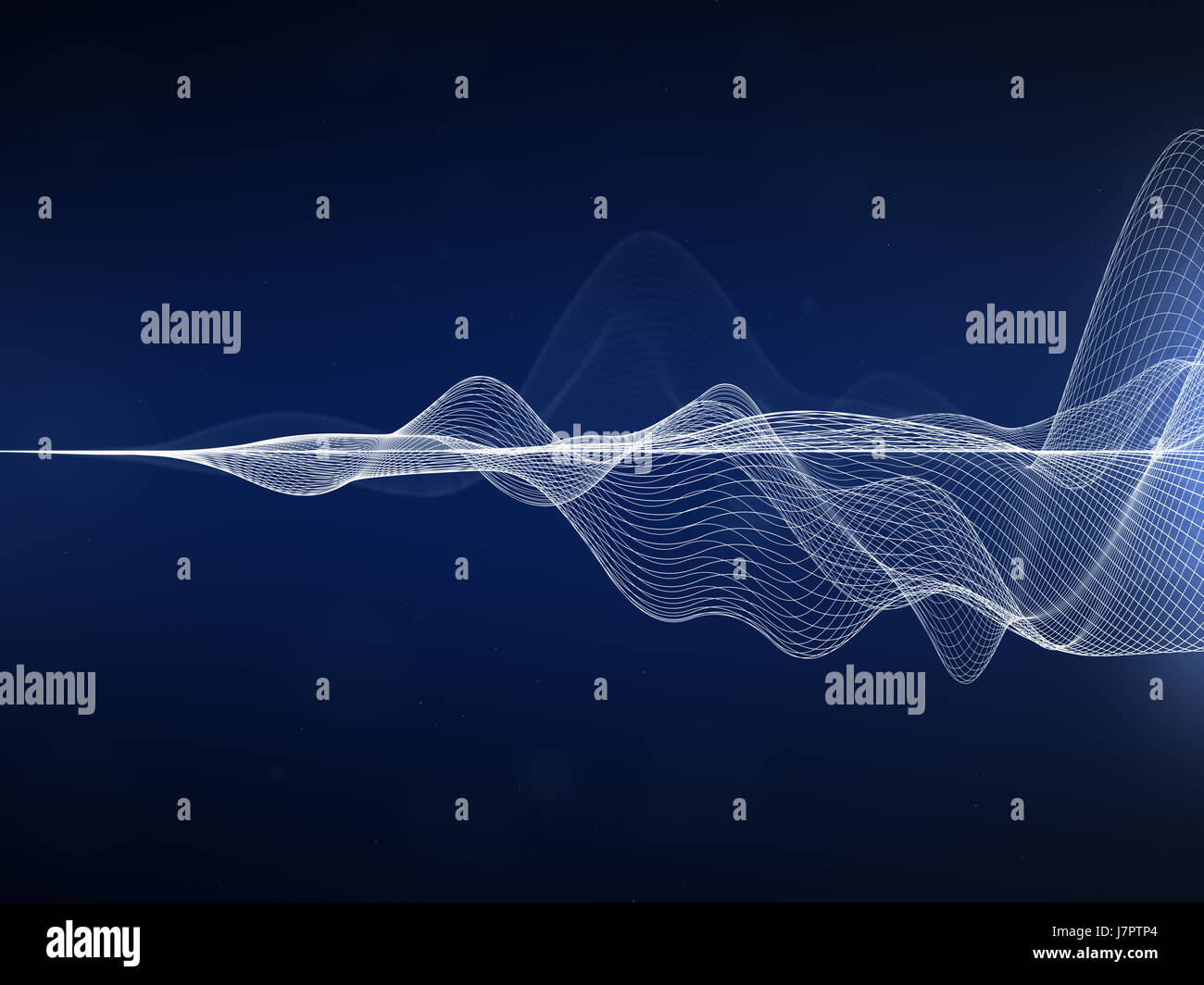 Abstract Wavy Lines, white distorted lines on blue background Stock Photo