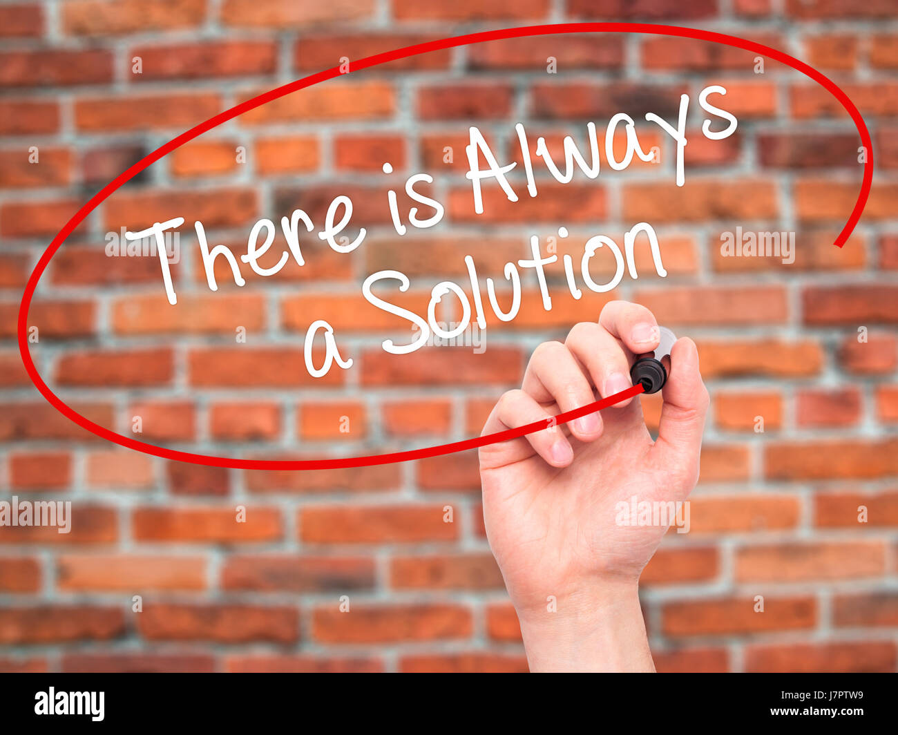 Man Hand writing There is Always a Solution with black marker on visual ...