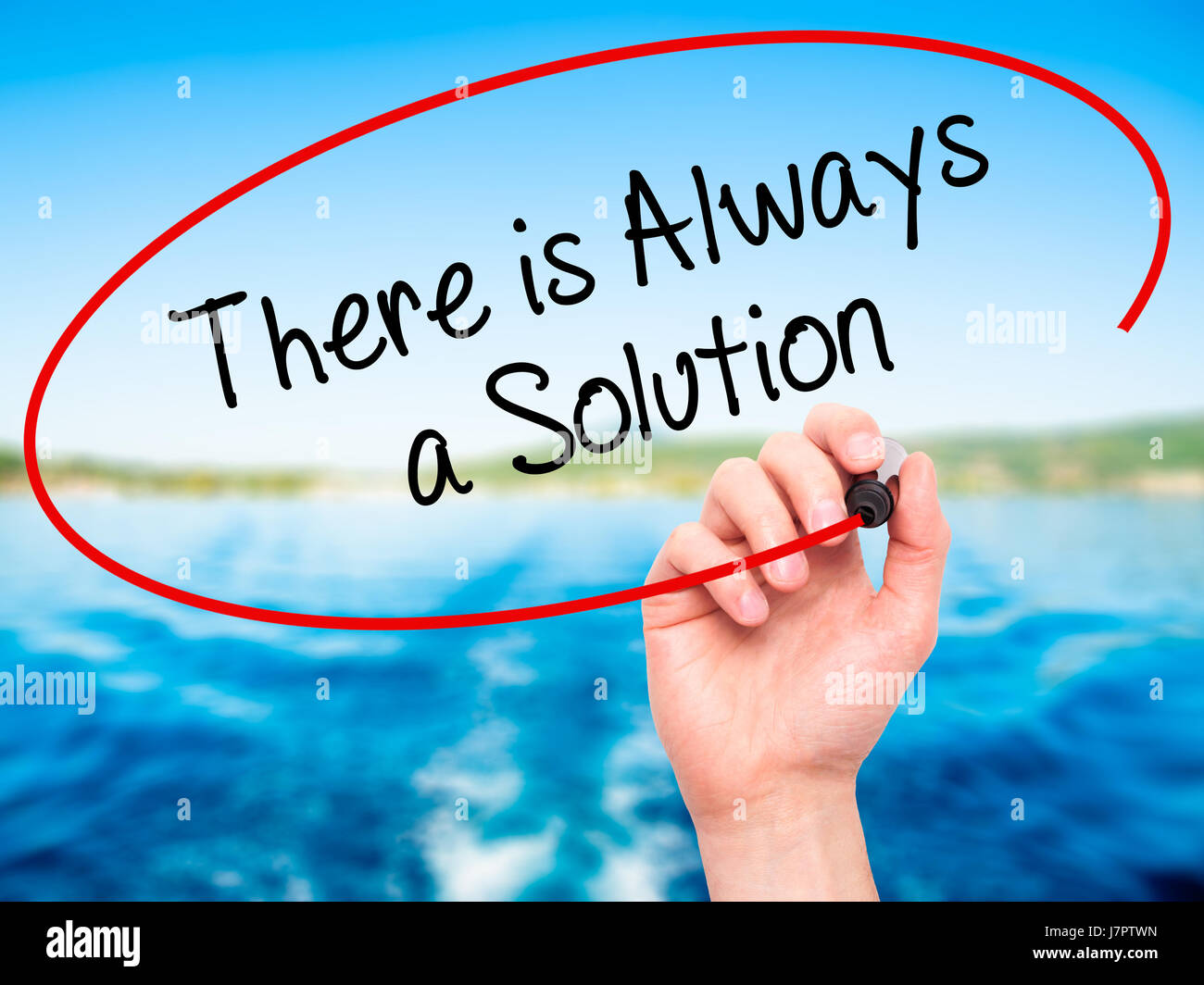 Man Hand writing There is Always a Solution with black marker on visual ...