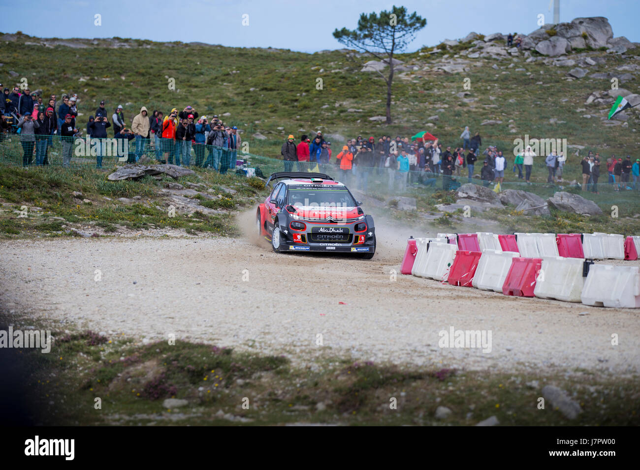 Viana do Castelo, PORTUGAL - MAY 19: Craig Breen of Ireland and Scott Martin of Great Britain compete in their Citroen Total Abu Dhabi WRT. Stock Photo