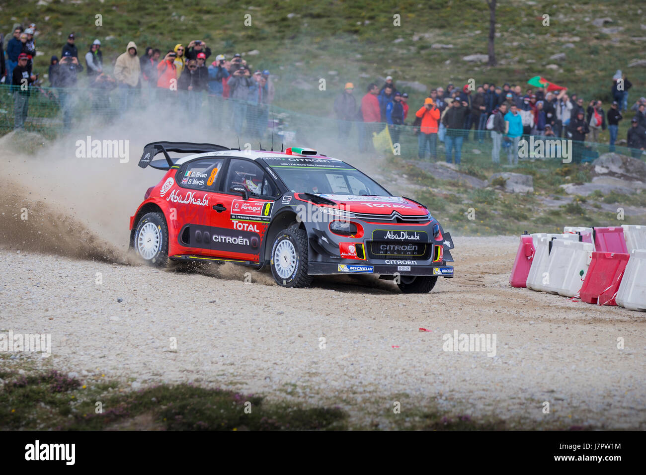 Viana do Castelo, PORTUGAL - MAY 19: Craig Breen of Ireland and Scott Martin of Great Britain compete in their Citroen Total Abu Dhabi WRT. Stock Photo