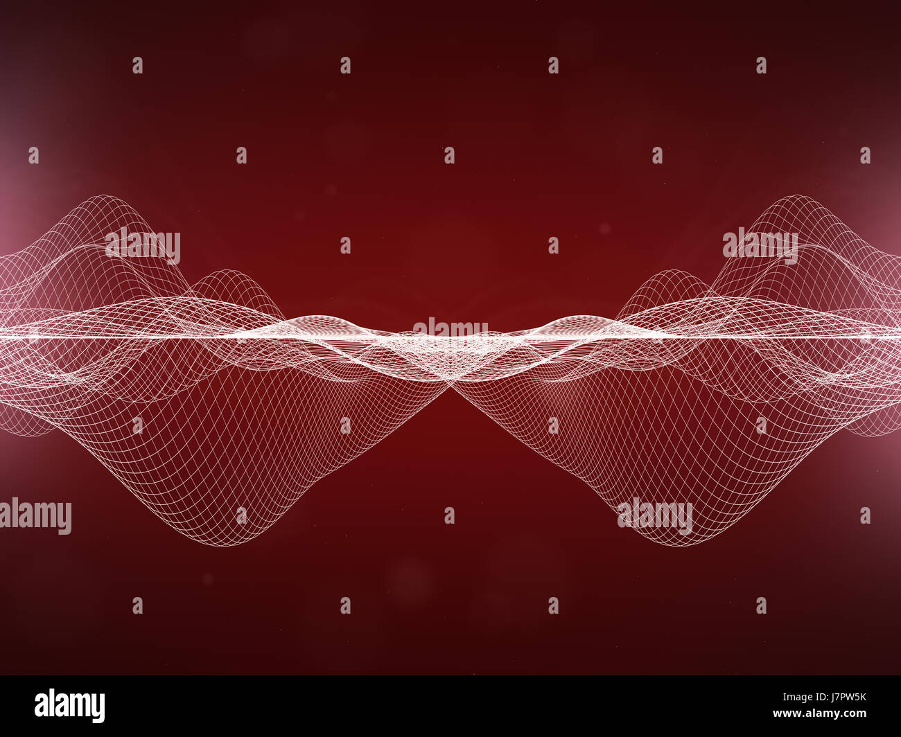 Abstract Wavy Lines, white distorted lines on red background Stock Photo