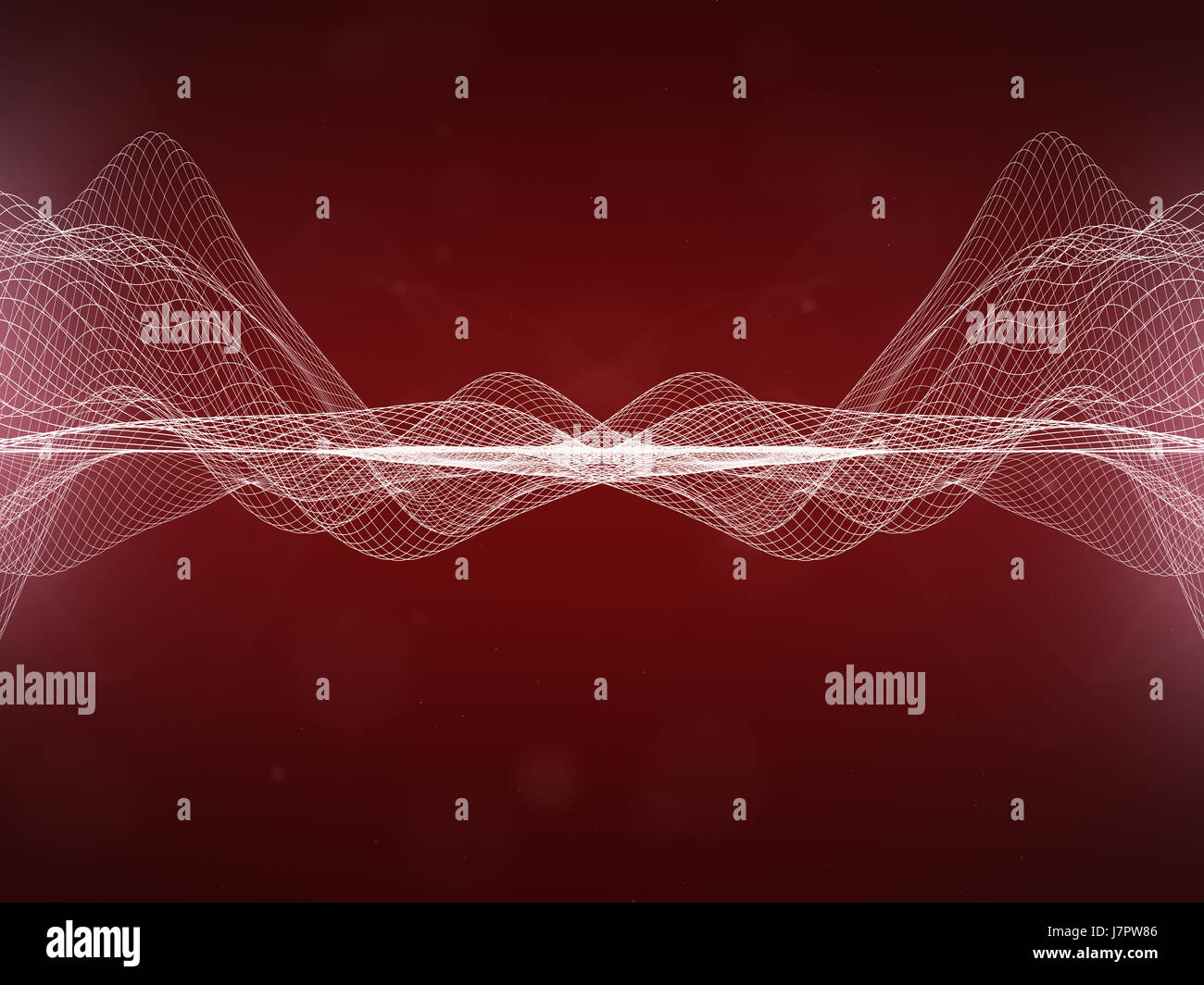 Abstract Wavy Lines, white distorted lines on red background Stock Photo