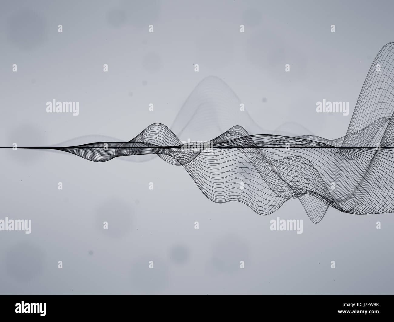Abstract Wavy Lines, black distorted lines on white background Stock Photo