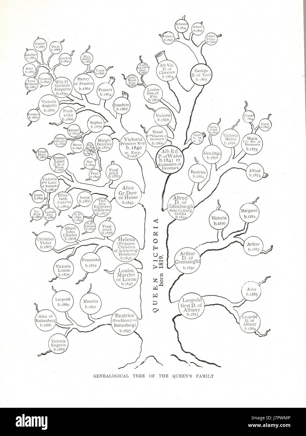 Genealogical tree of Queen Victoria 1897 Stock Photo