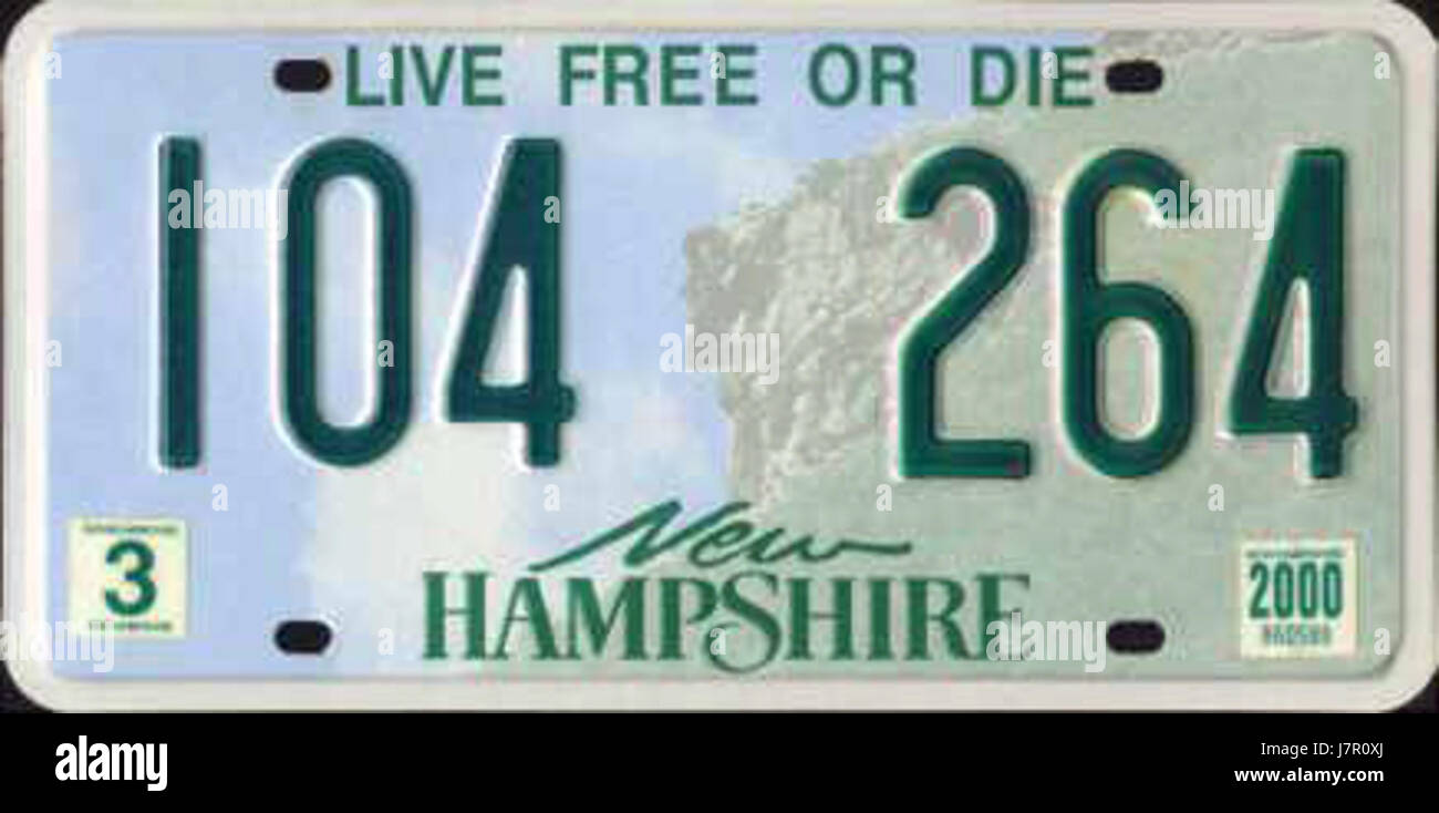 2000 New Hampshire License Plate Stock Photo